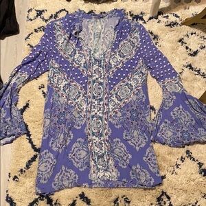 Purple bell sleeve free people dress